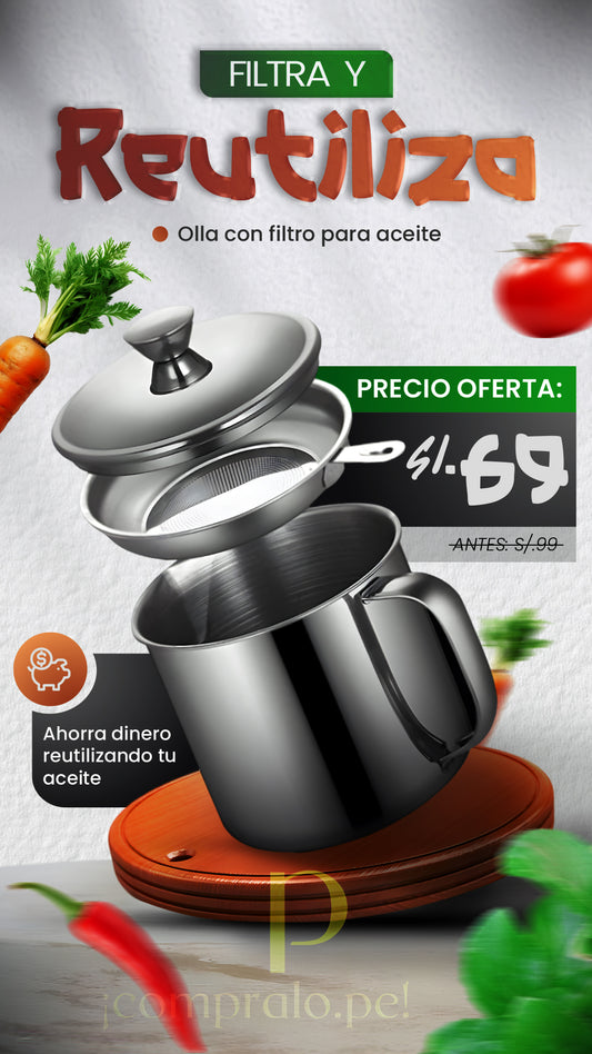 OLLA CON FILTRO PARA ACEITE