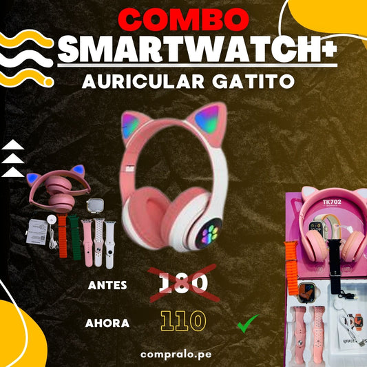 Reloj inteligente TK702 con auriculares con orejas de gato⭐⭐⭐⭐⭐