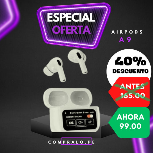 AIRPODS A9 CON PANTALLA TACTIL